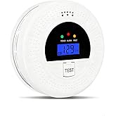 2-in-1 Combination Smoke and Carbon Monoxide Alarm - Battery Powered Detector with Digital Display, Test Button, 85dB Alert (Home & Office)