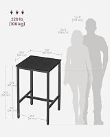VASAGLE Breakfast Bar Square Tall Table 60x60x92 cm Ebony Black LBT025B56 view 6