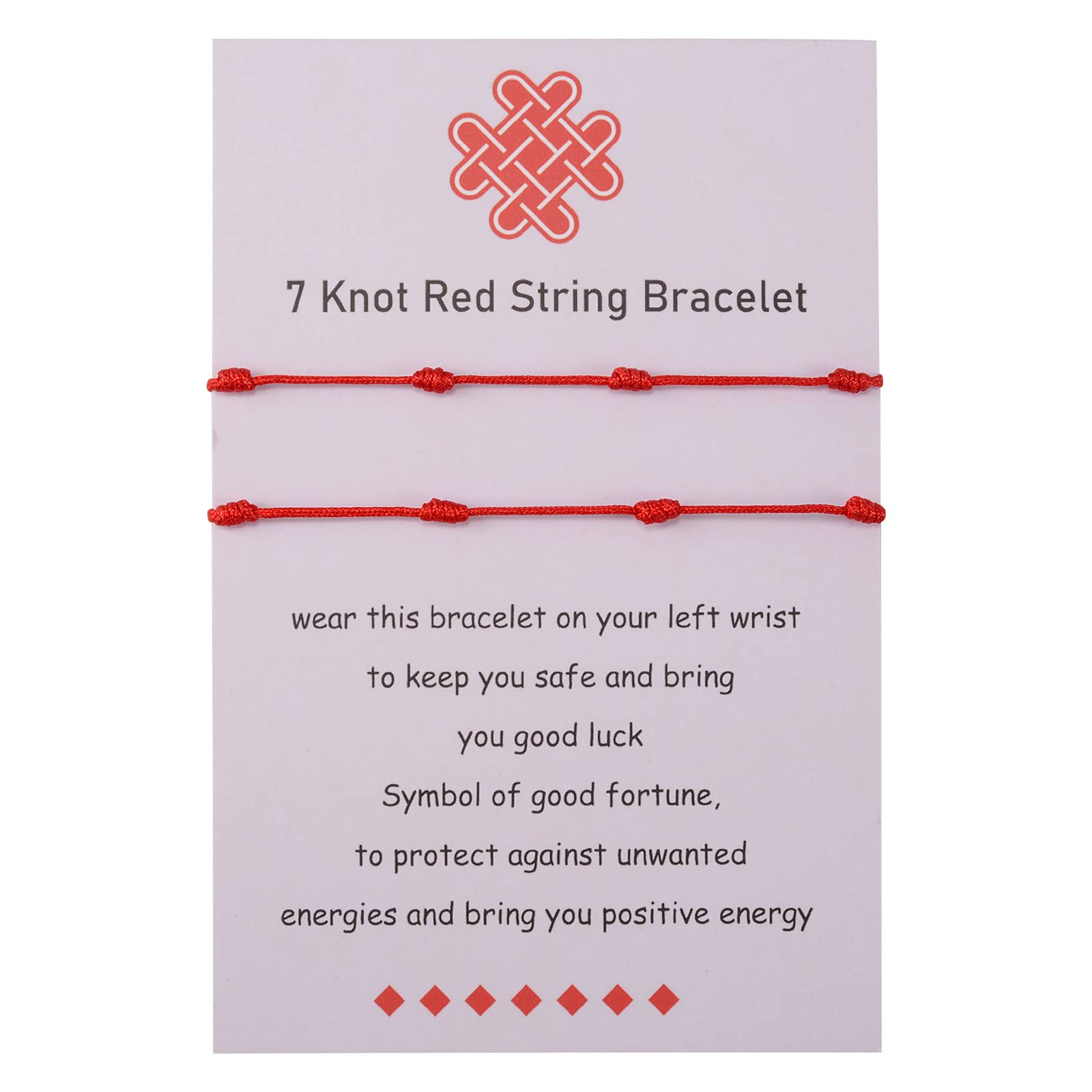 BOCHOI Kabbalah 7 Knot Red Bracelet Adjustable 2 Pieces Red Cord Talisman for Womens Girls Boys Family Good Luck Jewellry Gift Birthday Gift