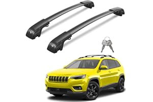 Wonderdriver Lockable 220lbs Roof Rack Cross Bars Compatible with Jeep Cherokee 2014-2023, Heavy Duty Aluminum Roof Rails Crossbars Cargo Canoe Black Rooftop Cargo.
