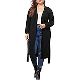 Agnes Orinda Plus Size Sweater Cardigan for Women Knit Sweater Long Sleeve Belted Overwear Long Cardigans Coat Winter