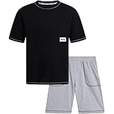 DKNY Boys' Shorts Set - 2 Piece Soft Fleece Pullover Crewneck T-Shirt and Shorts for Boys with Elastic Waistband (Sizes:8-12)