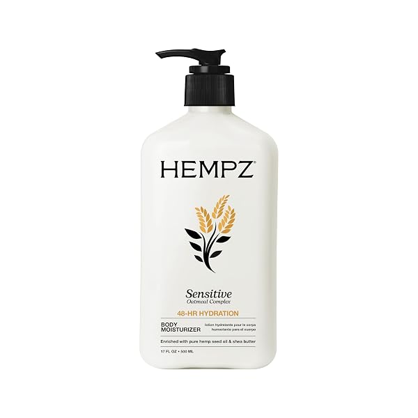 HEMPZ SENSITIVE SKIN HERBAL MOISTURIZER: SOOTHING LOTION WITH OATMEAL, SHEA BUTTER, HEMP, COCOA, MANGO SEED – 17 FL OZ