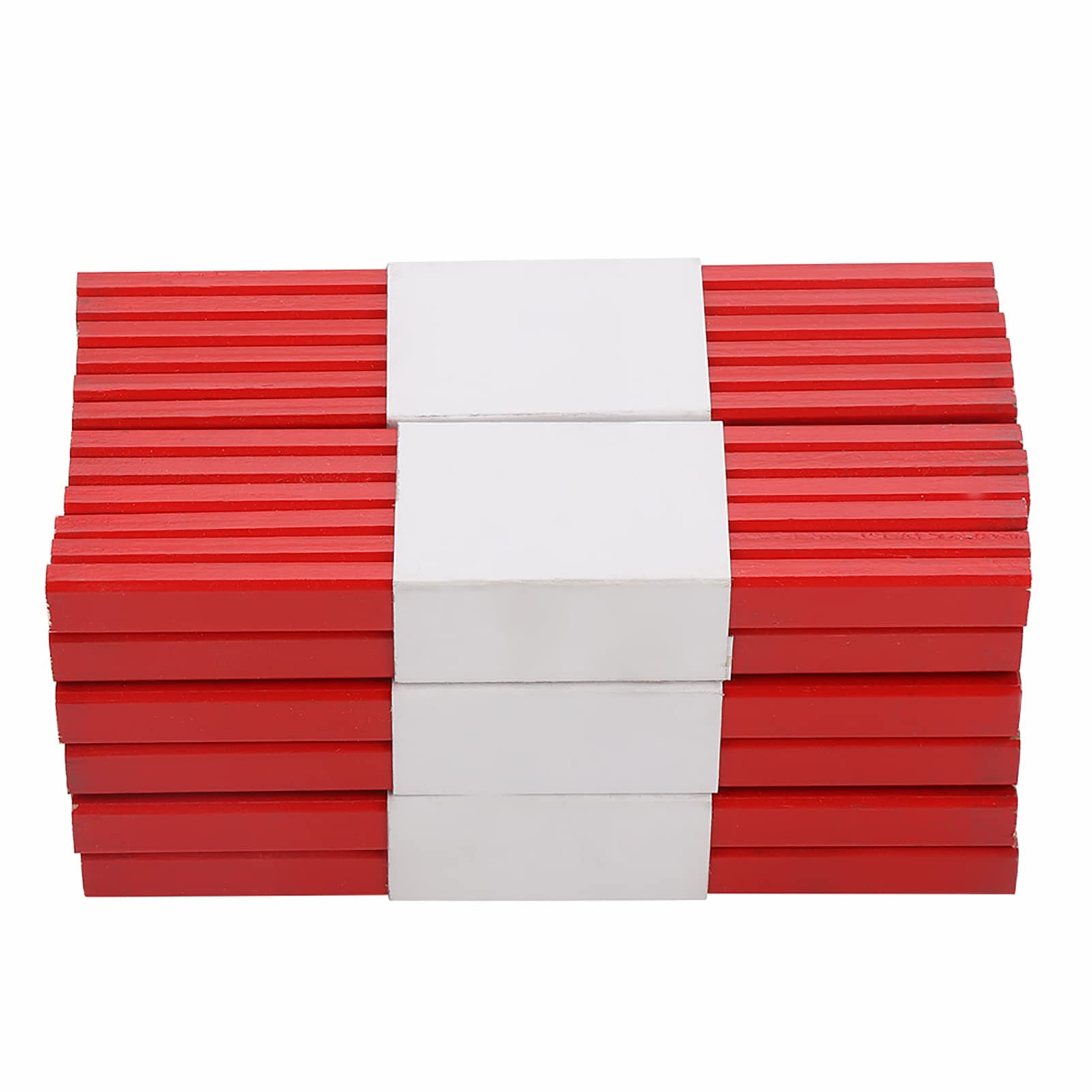 Ausla 72 Pieces Carpenter Pencils, 175 mm Flat Carpenter Pencils Octagonal Construction Pencil Red Hard Black Lead Builders Pencil Set for Drawing Marking Woodworking