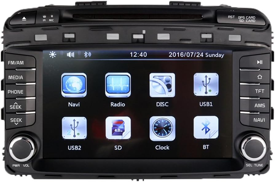 8 Inch Touch Screen Car GPS Navigation for KIA Sorento 2015-2016 Stereo DVD Player Video Radio Audio Bluetooth Steering Wheel Control AUX in+Free Rear View Camera+Free GPS Map of USA