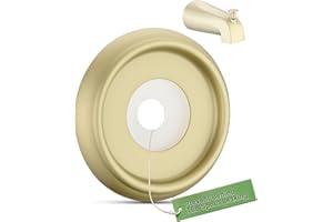OrgCreator Bathtub Spout Cover with Seal Back Hole Cover Fit 1/2" Copper Pipe, Thread Pipe, Prvent Leaking from Behind Tub Spout, 1-1/2 Inch ID and 3-5/8 Inch OD, Brushed Gold