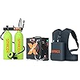 SMACO Mini Scuba Diving Tank 1.9L Double Scuba Tank Reusable Small Pony Bottle up to 45 Mins Dive Time Portable Twin 1.9L Diving Air Tank Kit Diving Cylinder for Underwater Exploration Rescue S700 Max