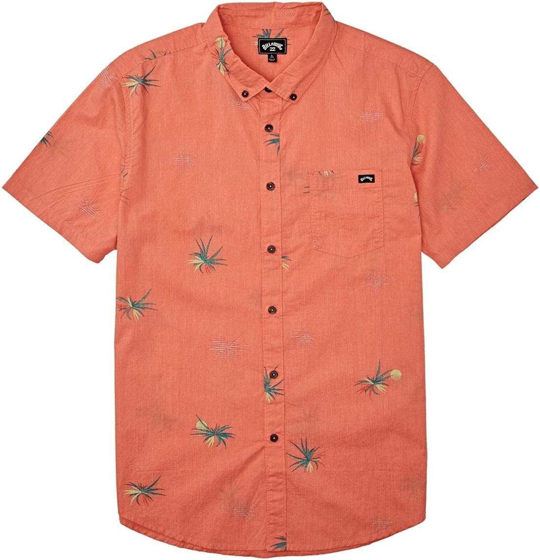 Billabong Men's Sundays Woven Floral and Small Scale Printed Pattern Short Sleeve Shirt: Clothing
