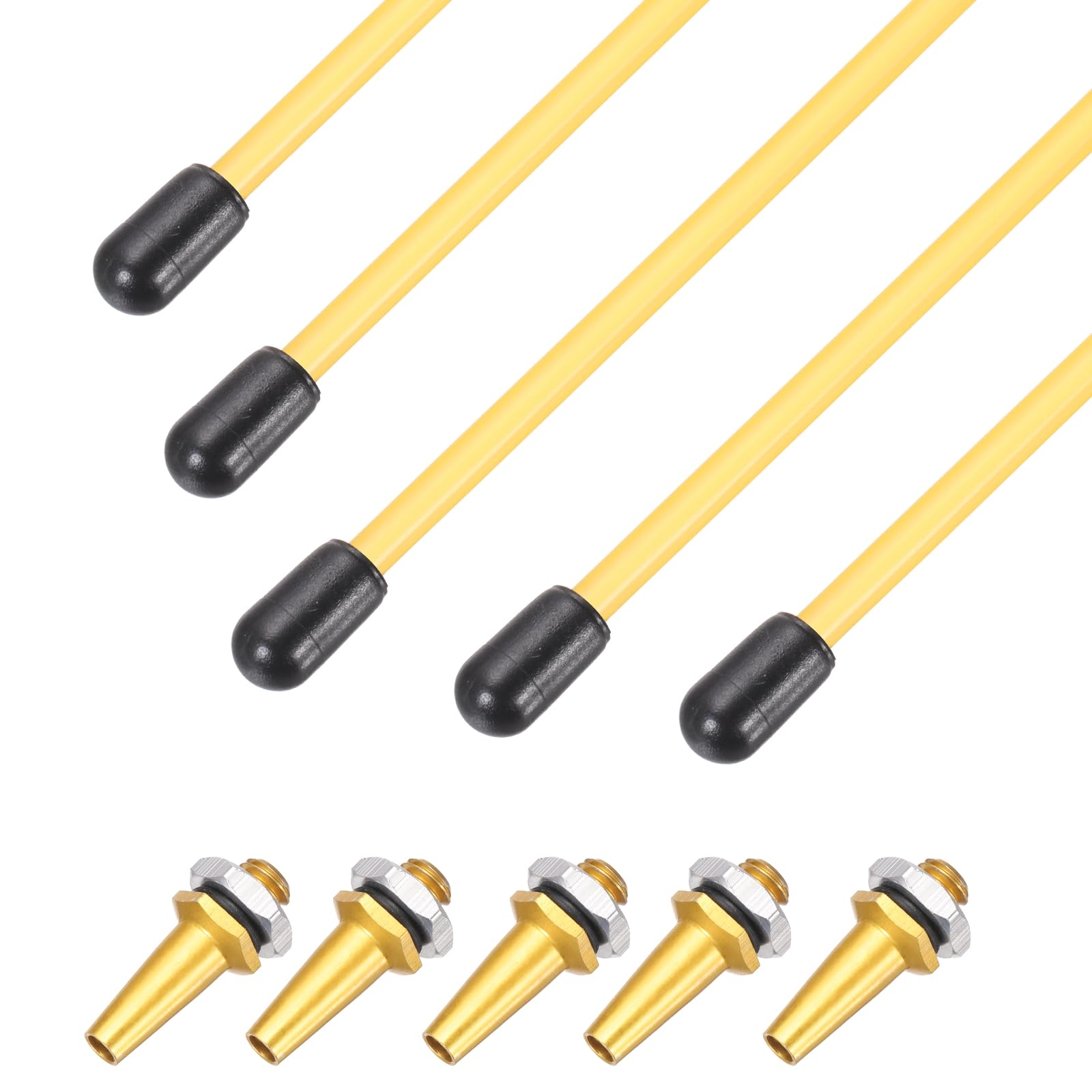 sourcing map 160mm Plastic Protection Antenna Tube, RC Antenna Tube with Mount and Cap for RC Car Boat Drone Receiver(Gold Tone Yellow, 5 Pcs)