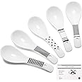 Ycxvacop Asian Soup Spoon,Ceramic Spoon Chinese Soup Spoons,5.5 Inch Ramen Spoons,Porcelain Soup Spoons,Long Handle Japanese Soup Spoon for Ramen Dumpling Pho Wonton,Set of 5
