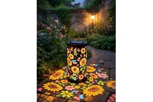 Colorful Sunflower Solar Garden Lantern with Multicolor Glow - Waterproof Outdoor Hanging Light, Auto On/Off for Yard, Patio,