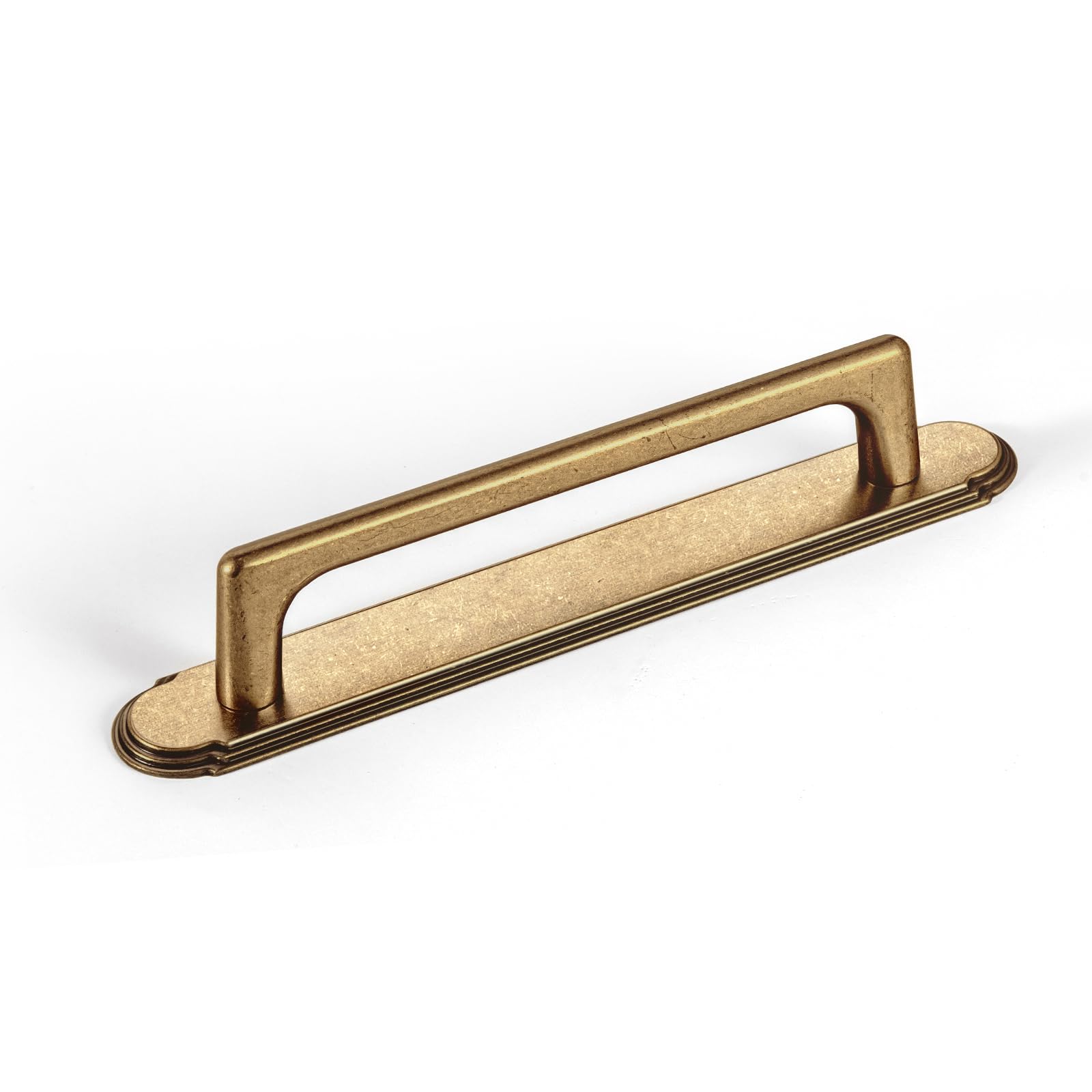 Photo 1 of Goo-Ki Antique Brass Cabinet Pulls with Backplate,Zinc Alloy Cabinet Handle with 5''(128MM) Hole Centers 2 Pack