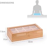woodluv Tea Box 8 Section Tea Caddy with Clear Acrylic Lid</n> view 7