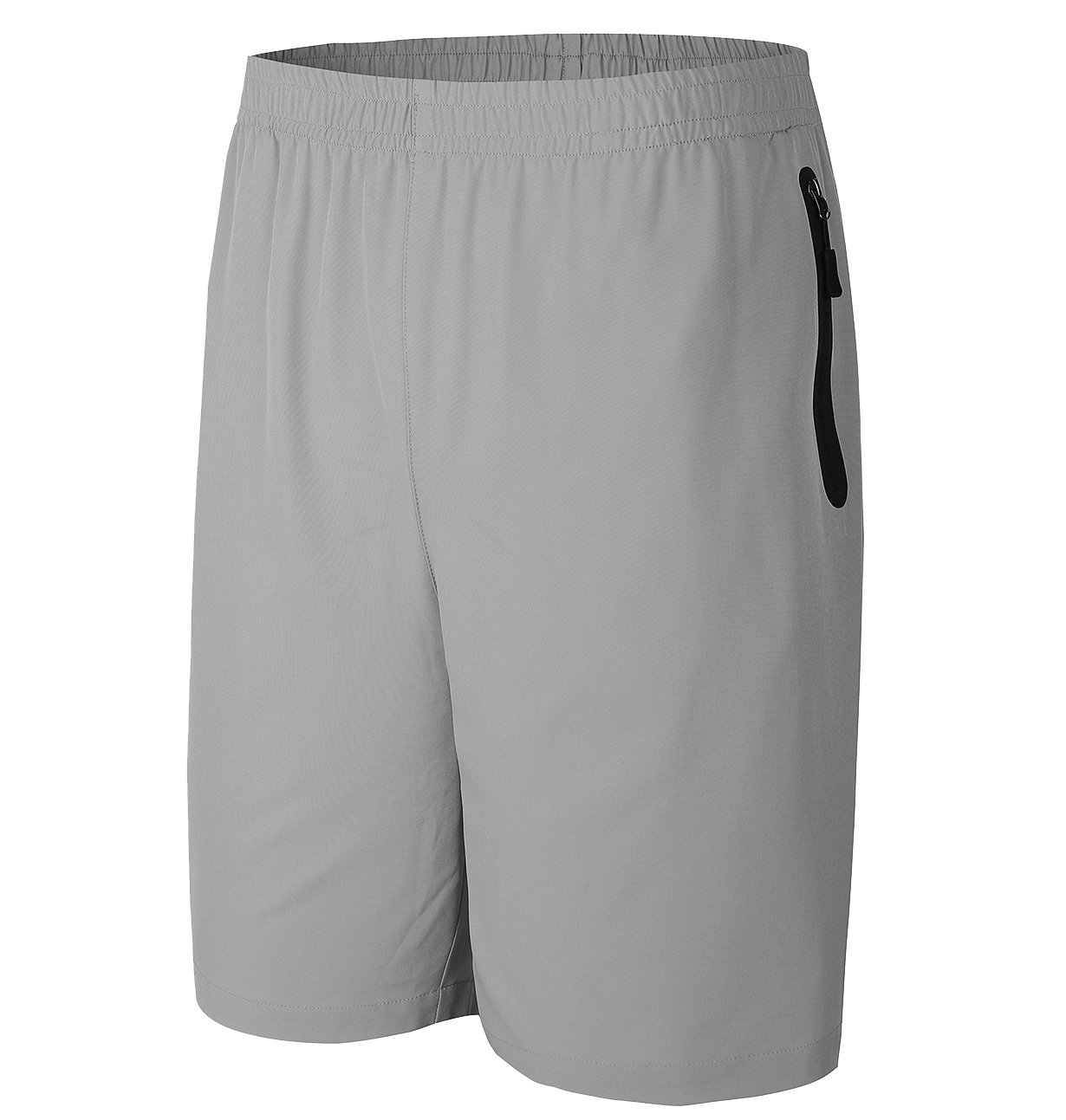 Gititlys Men\'s Shorts with Pockets 95% Terylene and 5% Spandex (Light Gray, Large)