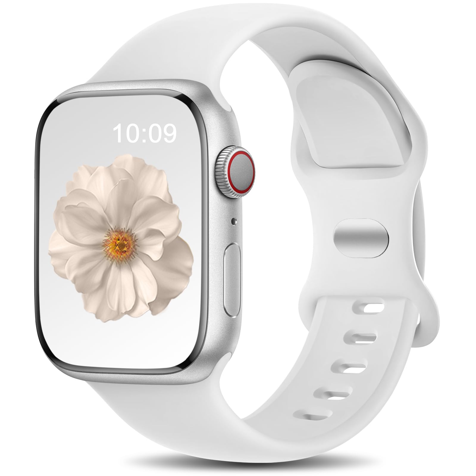 Charlam Compatible with Apple Watch Straps 44mm 45mm 46mm 42mm 49mm for Men Women, Sport Band Soft Silicone Replacement Strap for iWatch SE Series 11 10 9 8 7 6 5 4 3 2 1 SE 3, White