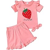 YOUNGER TREE Baby Girl Clothes Cartoon T-Shirt Shorts Set Toddler Summer Outfits