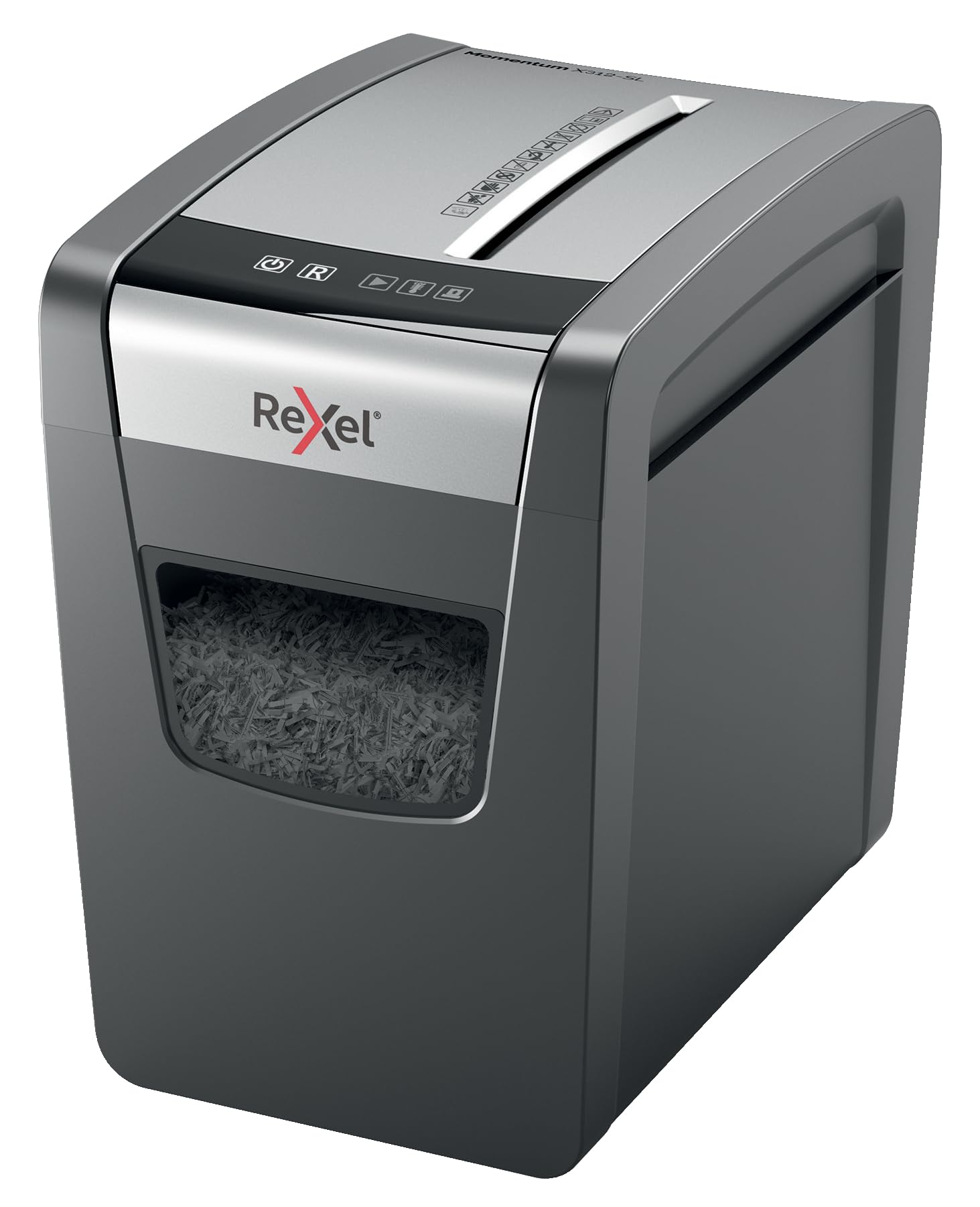 Rexel Momentum X312-SL Slimline Cross Cut Paper Shredder, Shreds 13-12 Sheets (70-80 gsm), 23 Litre Bin, Black, 2104574