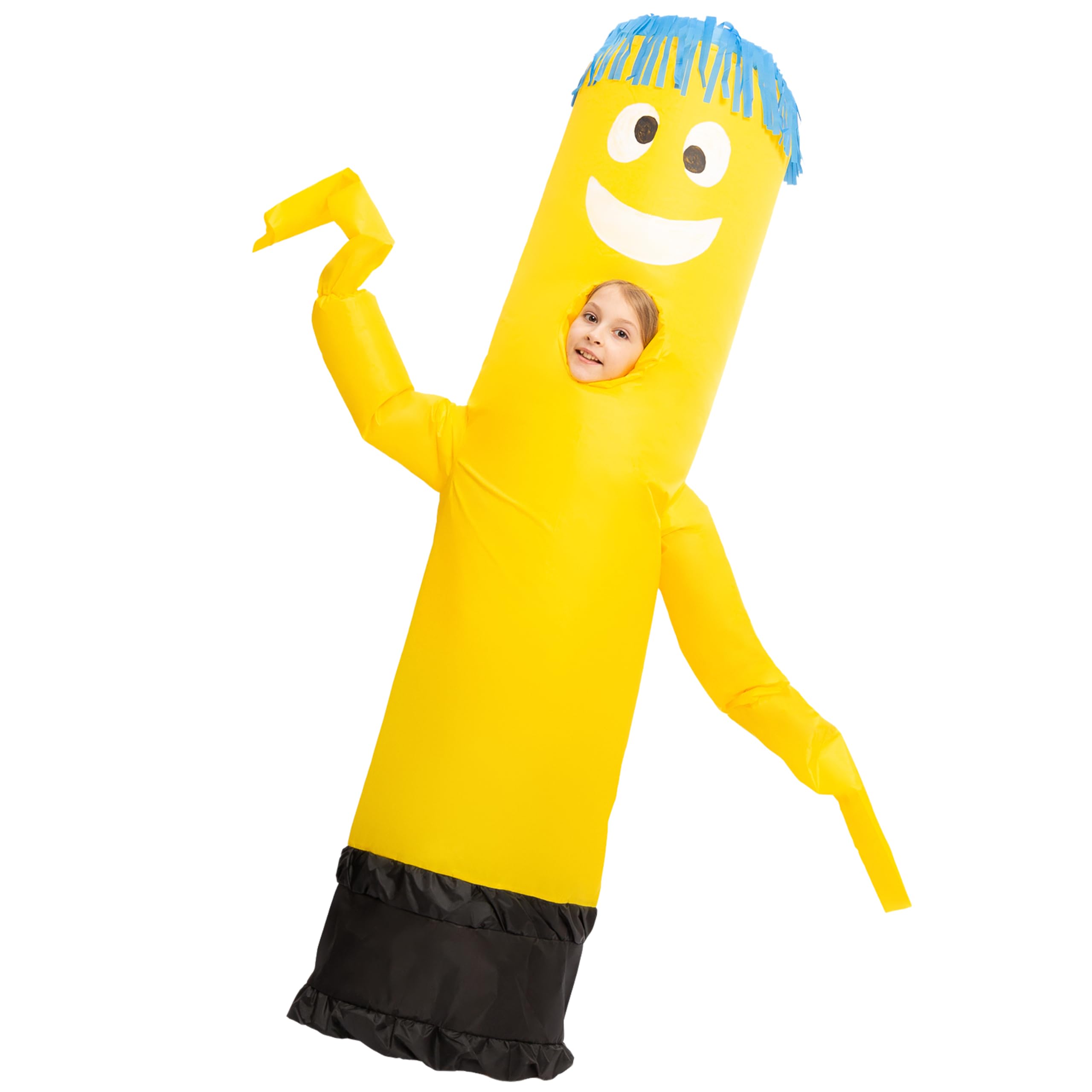 Photo 1 of Spooktacular Creations Inflatable Costume Tube Dancer Wacky Waving Arm Flailing Halloween Costume Child Size (Blue)