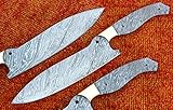 Handmade Damascus Steel Chef Kitchen Knife Blank Blade Professional Full Tang Fire Storm Pattern 12.50 Inches JNR5053
