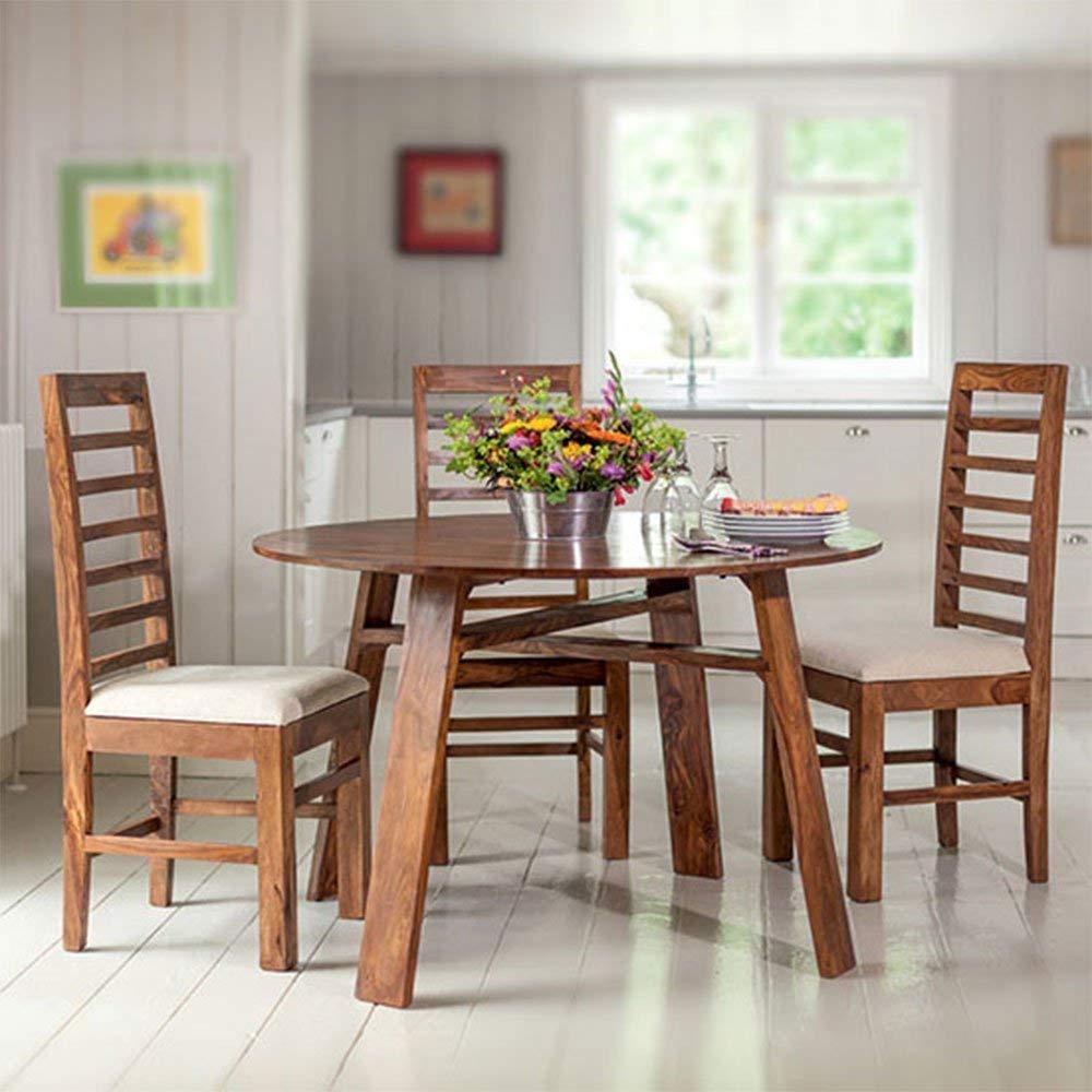 RjKart Sheesham Wooden Dining Table Set With 4 Chairs Balcony