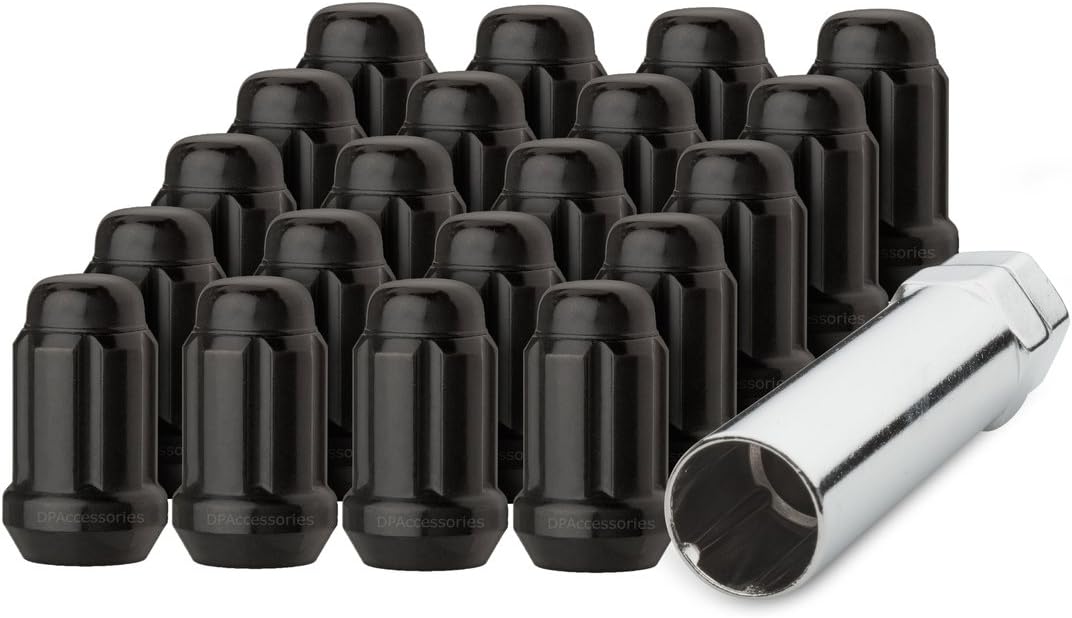 DPAccessories D5245P-2308/20 20 Black 12x1.25 Closed End Spline Tuner Lug Nuts for Aftermarket Wheels Wheel Lug Nut: Automotive