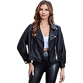 DIASHINY Faux Leather Jacket For Women Crop Short Cropped PU Slim Zip Up Moto Biker Coat Motorcycle Jackets