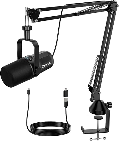 FDUCE SL40+ Dynamic USB/XLR Podcast Microphone Kit with Boom Arm