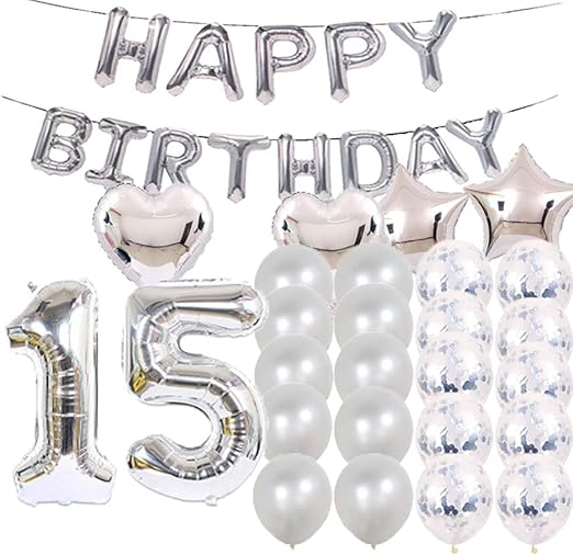 Amazon Com Sweet 15th Birthday Decorations Party Supplies Silver