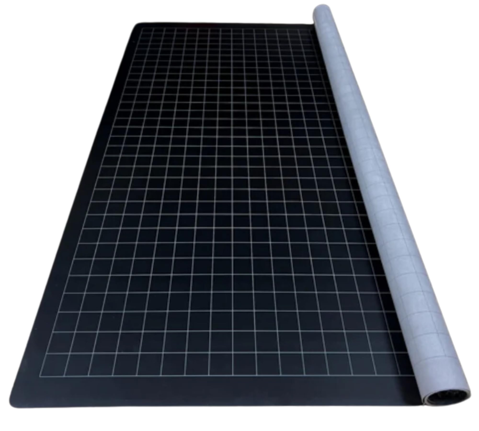 Battle Grid Game Mat - 26"x23.5" Portable DND RPG Chessex Tabletop Role Playing Map - Dungeons and Dragons Dry Erase Reversable Black and Grey Square - Miniature Gaming Tiles - Free Set of Dice