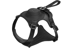 Dog Harness No Pull, Walking Pet Harness with Automatic Retractable Tow Rope, Adjustable Reflective Breathable Oxford Soft Ea