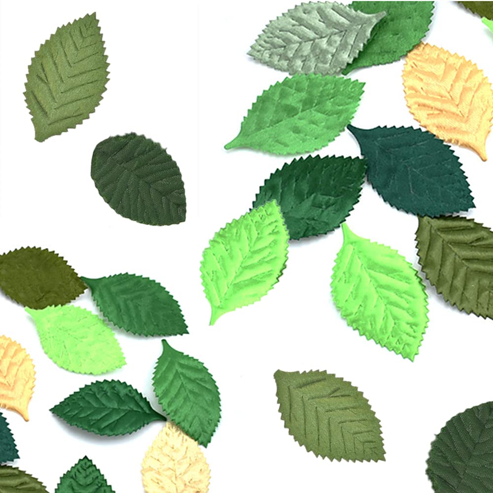 Raiflager 100 PCS Artificial Silk Leaves Green Artificial Floral Leaves Artificial Leaves for Crafts Scrapbooking Floral Arrangements Wedding Garland Party Decorations (Green)