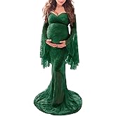 Saslax Off Shoulder Lace Maternity Dress for Photography Maxi Maternity Props Dresses for Photo Shoot Baby Shower