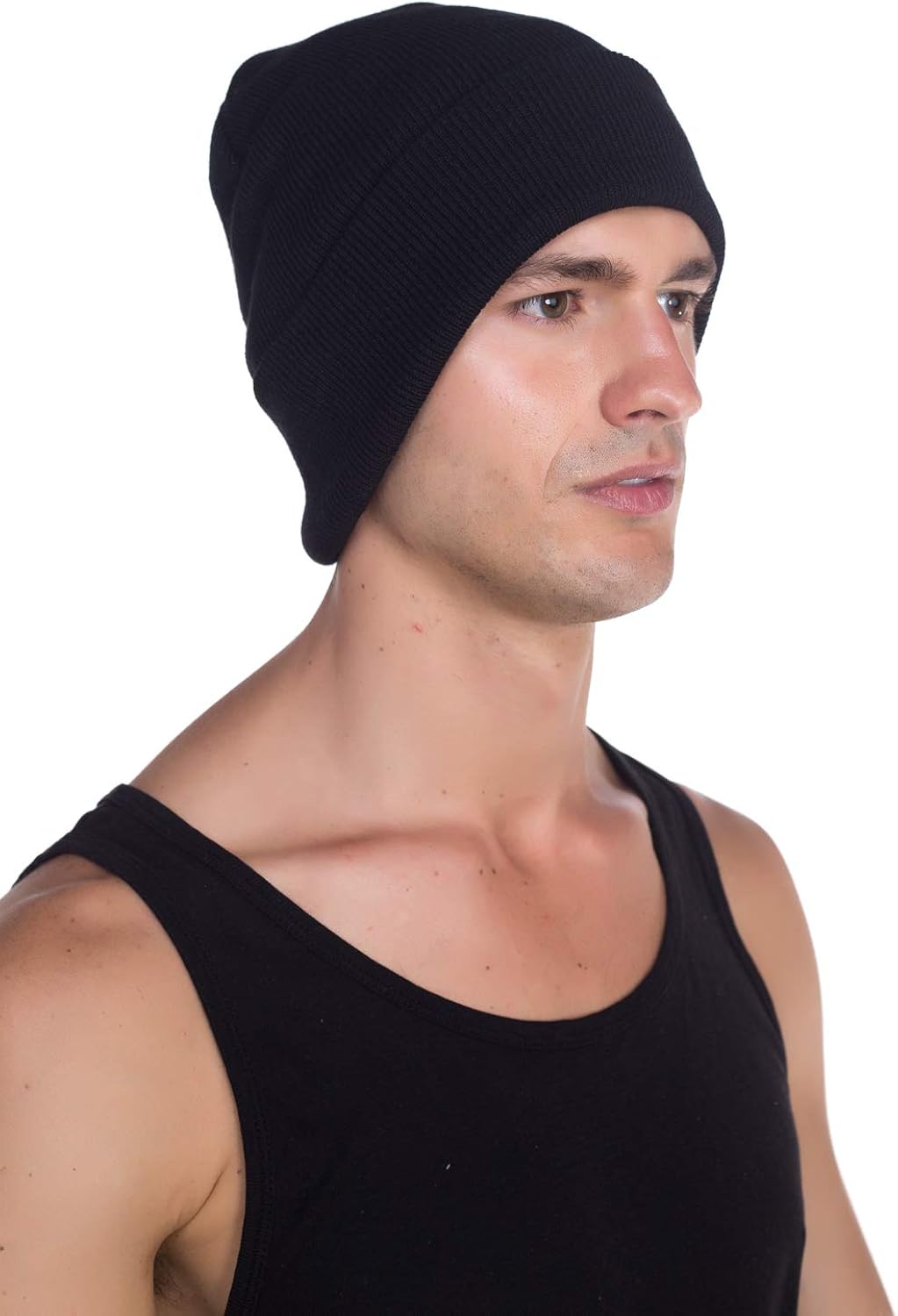 Top Level Unisex Cuffed Plain Skull Beanie Toboggan Knit Hat/Cap, Blk at  Men’s Clothing store