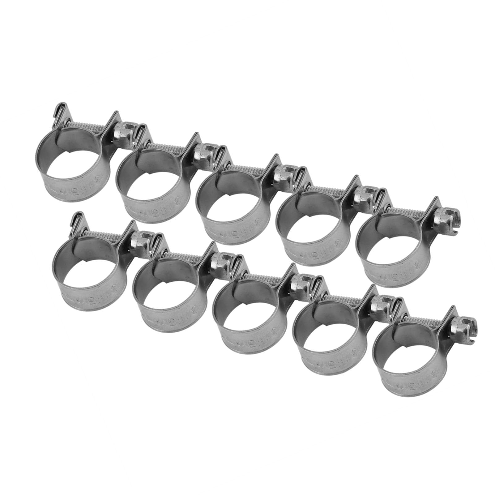 Hose Clips Set, 10PCS 10PCS Stainless Steel Hose Clamps T-Bolt Fuel Line Pipe Clips Fastener(13-15mm)