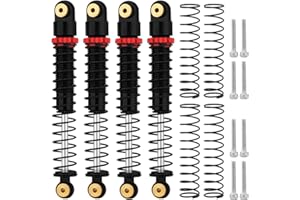 Pothyes Aluminum Long or Regular Threaded Shock Adjustable Absorber Oil Damper for Axial SCX24 FMS FCX24M AX24 1/24 RC Crawler Car Upgrade Parts (black, 53mm)