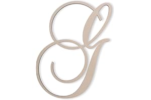 Jess and Jessica Wooden Letter G, 4" Long x 1/4" Thick – Large Wooden Letters for Wall Decor, Unfinished Monogram Cursive Large Letters for Wall Decor or Kids' Nursery Design - Brock Script Font