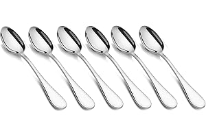 HornTide 6-Piece Dinner Spoon Set Table Spoon Flatware Stainless Steel Mirror Polishing 7-Inch 18cm