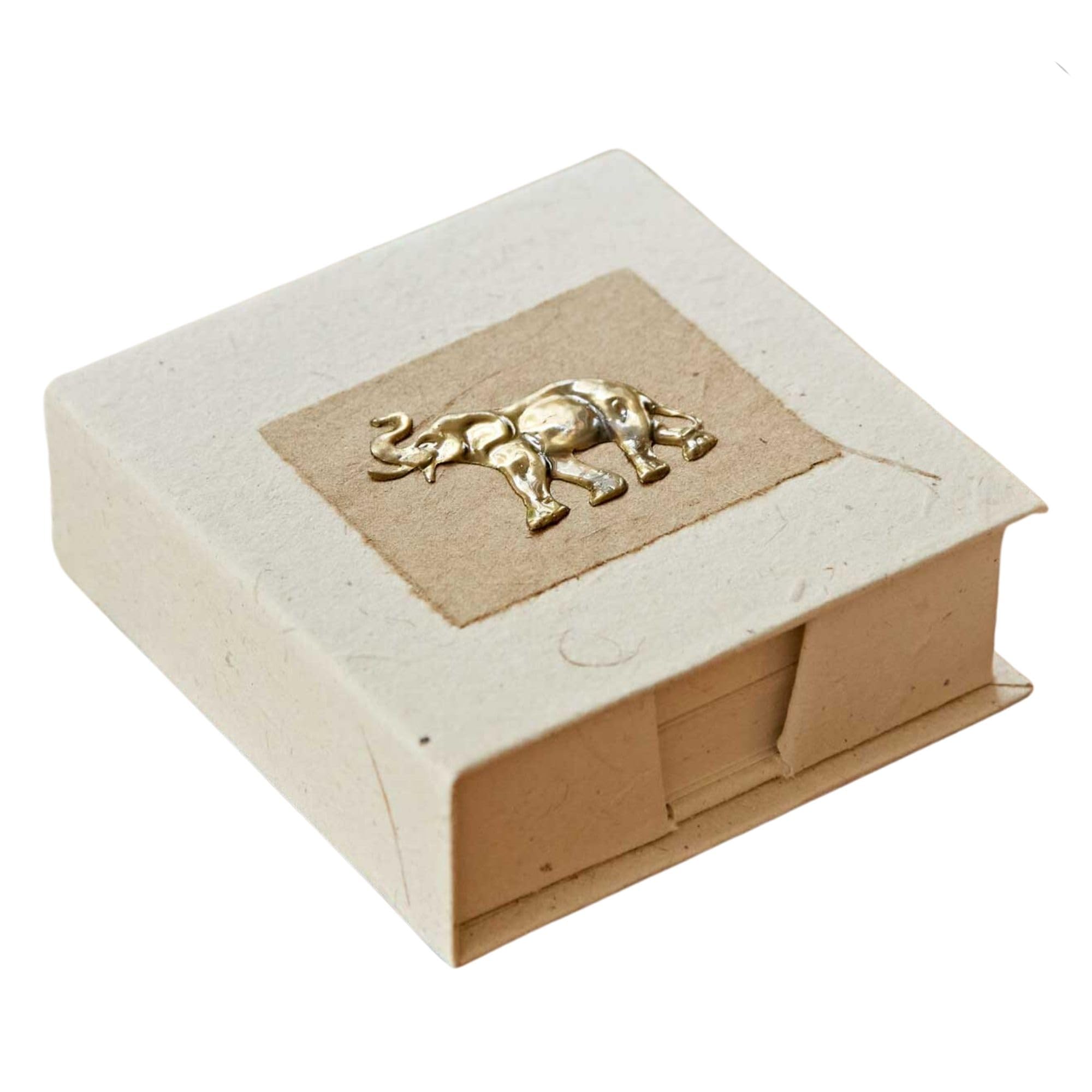 Elephant Dung Note Holder | 100 Sheets of Recycled Paper | Square Memo Pad Holder | 11cm x 10cm | Genuine Elephant Poo Noteholder | Fair Trade and Handmade Elephant Gifts for Men and Women