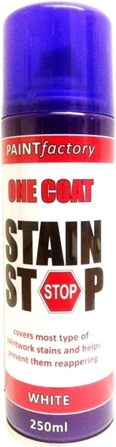 One Coat Stain Stop Blocker Paint Aerosol Spray Damp Mould Prevent (White) 250ml (Pack of 1)