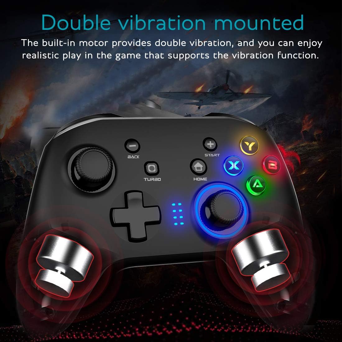 Wireless Gaming Controller, PC Video Gamepad Joystick with Dual Vibration and Remap M1-M4 Triggers, 2.4G Remote Game Console for Windows 7/8/10/XP/Laptop, PS3, Switch, Android, TV Box: Computers & Accessories