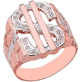 Nugget Rings Men's Fine 14k Rose Gold CZ Dollar Sign