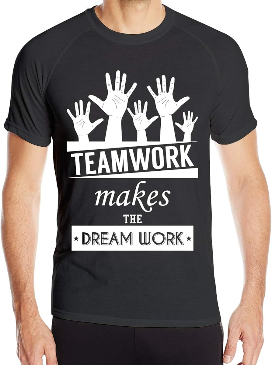 Mens Fit Teamwork Makes Dream Work ShortSleeved 100 Polyester Sports