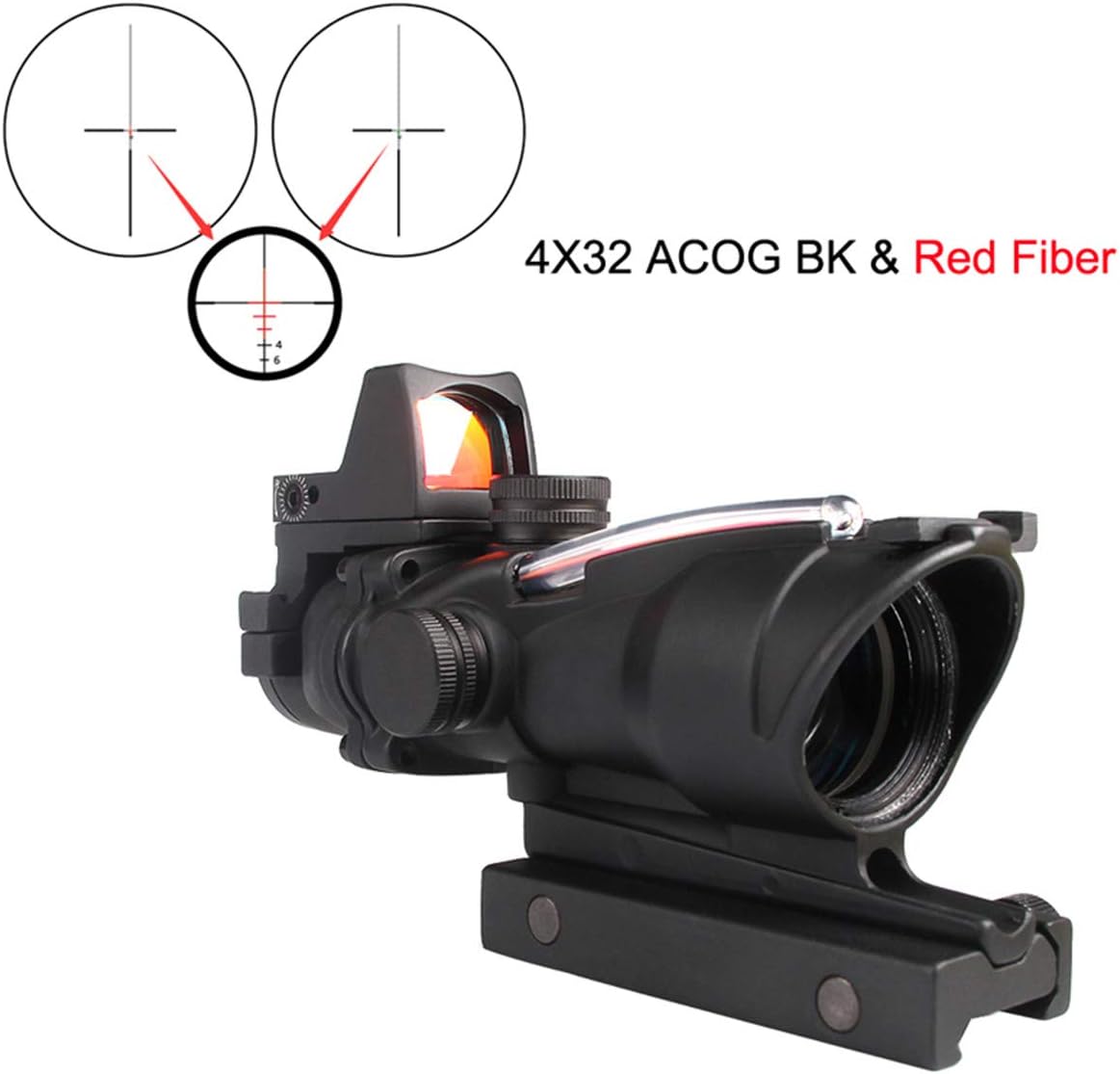 ARWIN ACOG 4X32 Scope with RMR Red Dot Sight Crosshair Chevron Reticle Green Red fiber optics with Markings For Shooting