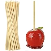 Bamboo Candy Apple Skewer Sticks Semi Pointed, 50 PCS Candy Lollipop Stick | 5mm 5.5inch Cotton Rock Candy Caramel Lollipop Sticks, Natural Wooden BBQ Barbecue Skewer for Corn Dog