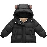 AMIYAN Toddler Boys Winter Coat Girls Down Jacket Hooded Fleece Outwear 3D Ear Padded Puffer Jacket With Pockets