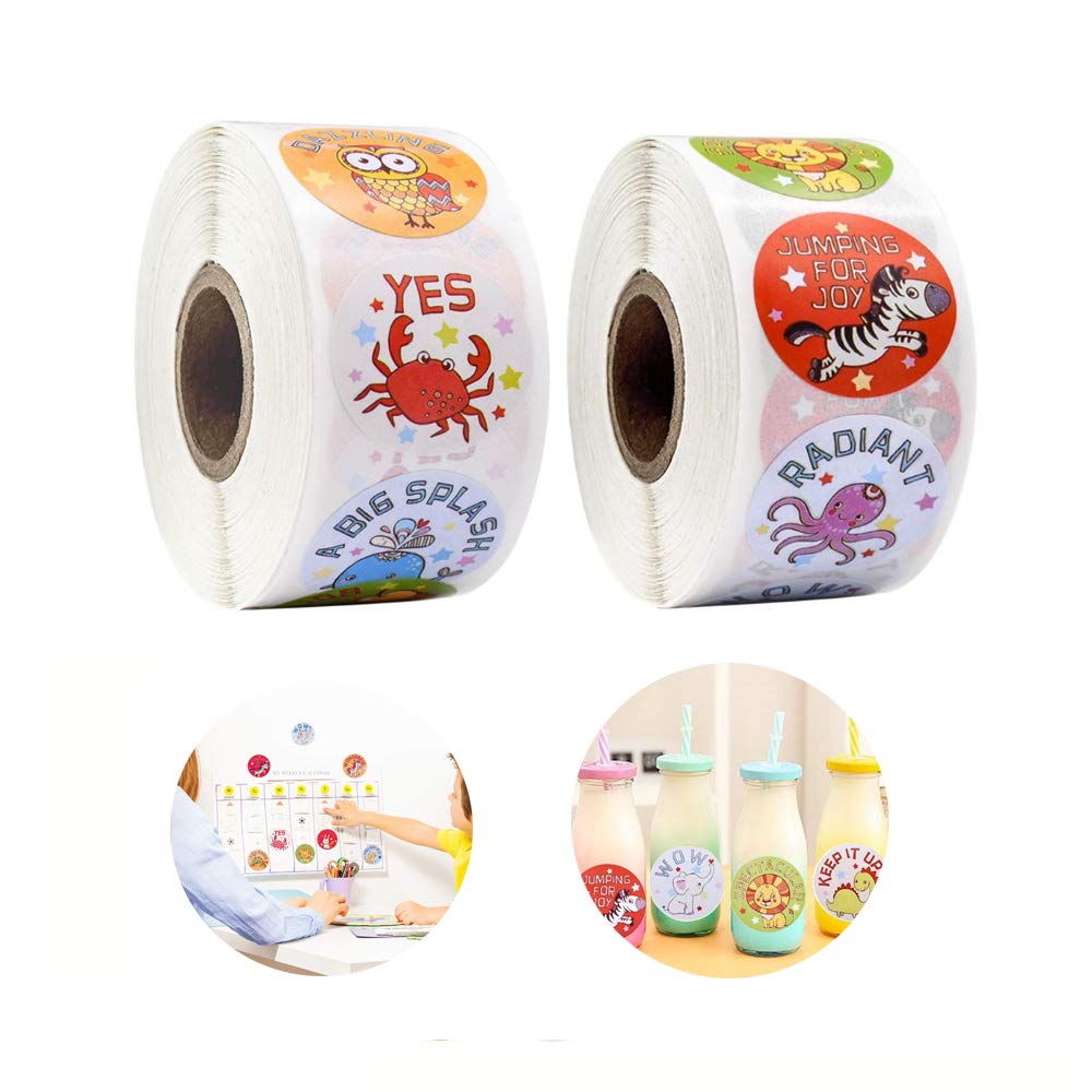 Reward Stickers for Kids 1000 Stickers, Zoo Animal Roll Stickers for Kids, Teacher Supplies for Classroom, Potty Training Stickers and Motivational Stickers,for Kids Children Party Favors, 16 Styles