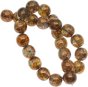 Czech Glass Druk 25-Piece Round Beads, 8mm, Smoky Topaz Gold Luster