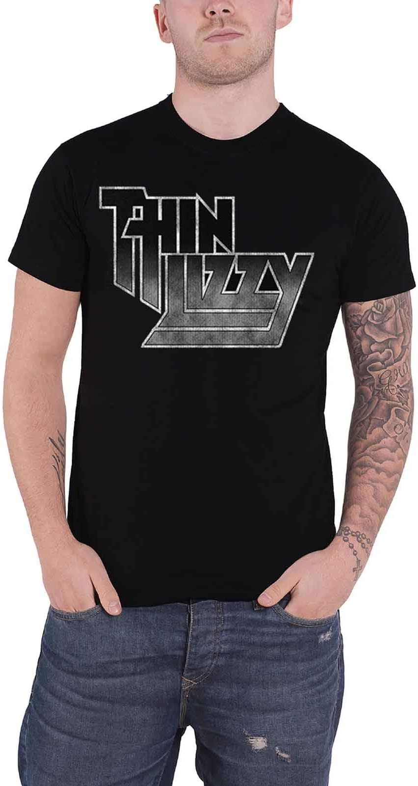 Thin Lizzy T Shirt Band Logo Gradient Phil Lynott Official Mens Black