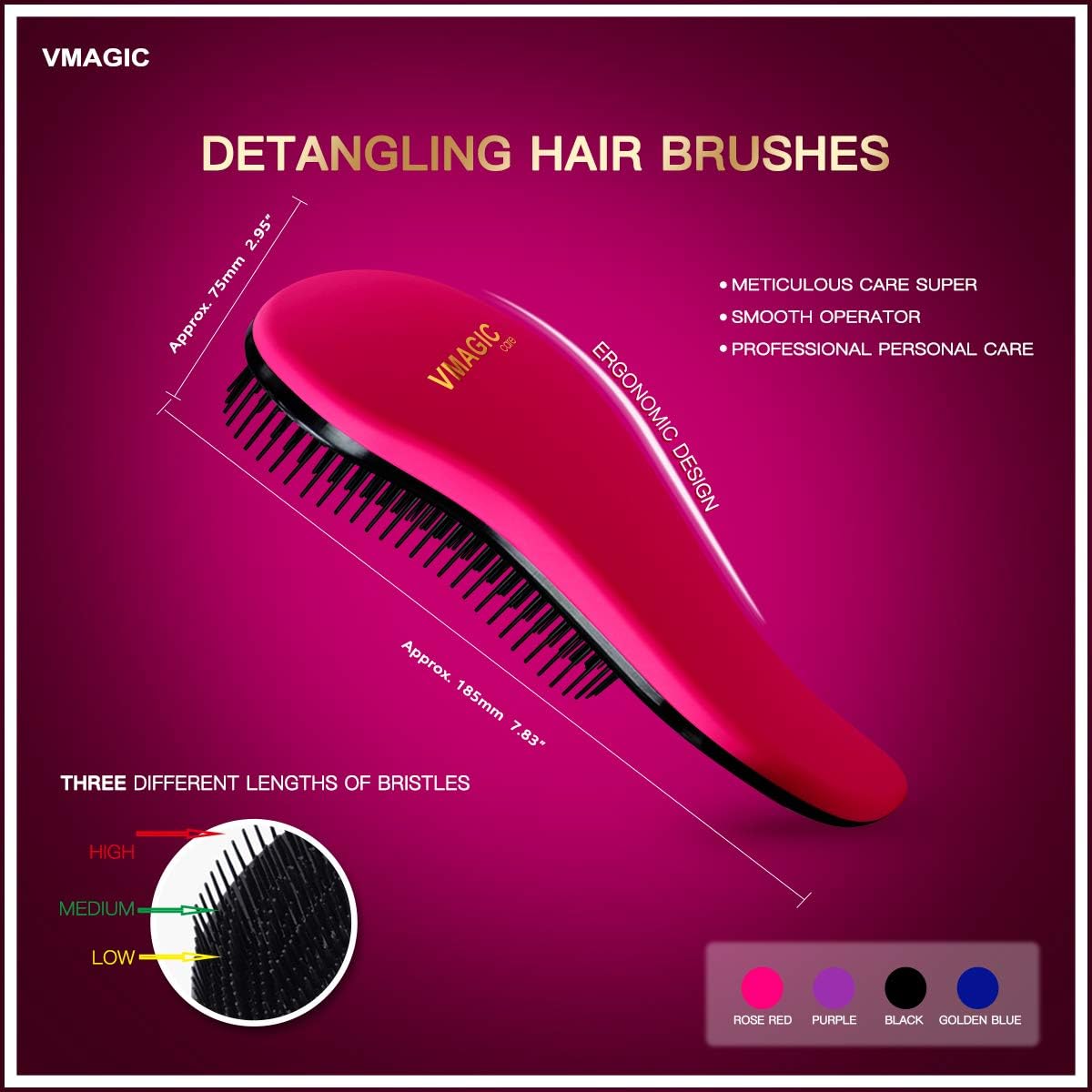 Detangling Brush, glide the Detangler Brush through Tangled hair, Best Comb for Women Girls, Men & Boys - Image 3