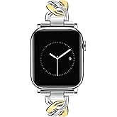 JR.DM Silver Gold Watch Bands for Women Compatible with Apple Watch 46mm 42mm(S3/2/1) 44mm 45mm 49mm Adjustable Metal Single Chain Bracelet for iWatch Series 11/10/9/8/7/6/5/4 SE 3/2/1 Ultra (No Case)